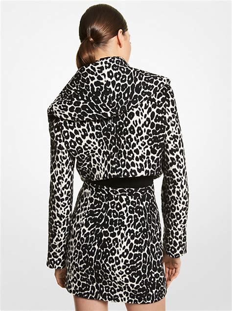 Leopard Wool Melton Bolero Jacket 